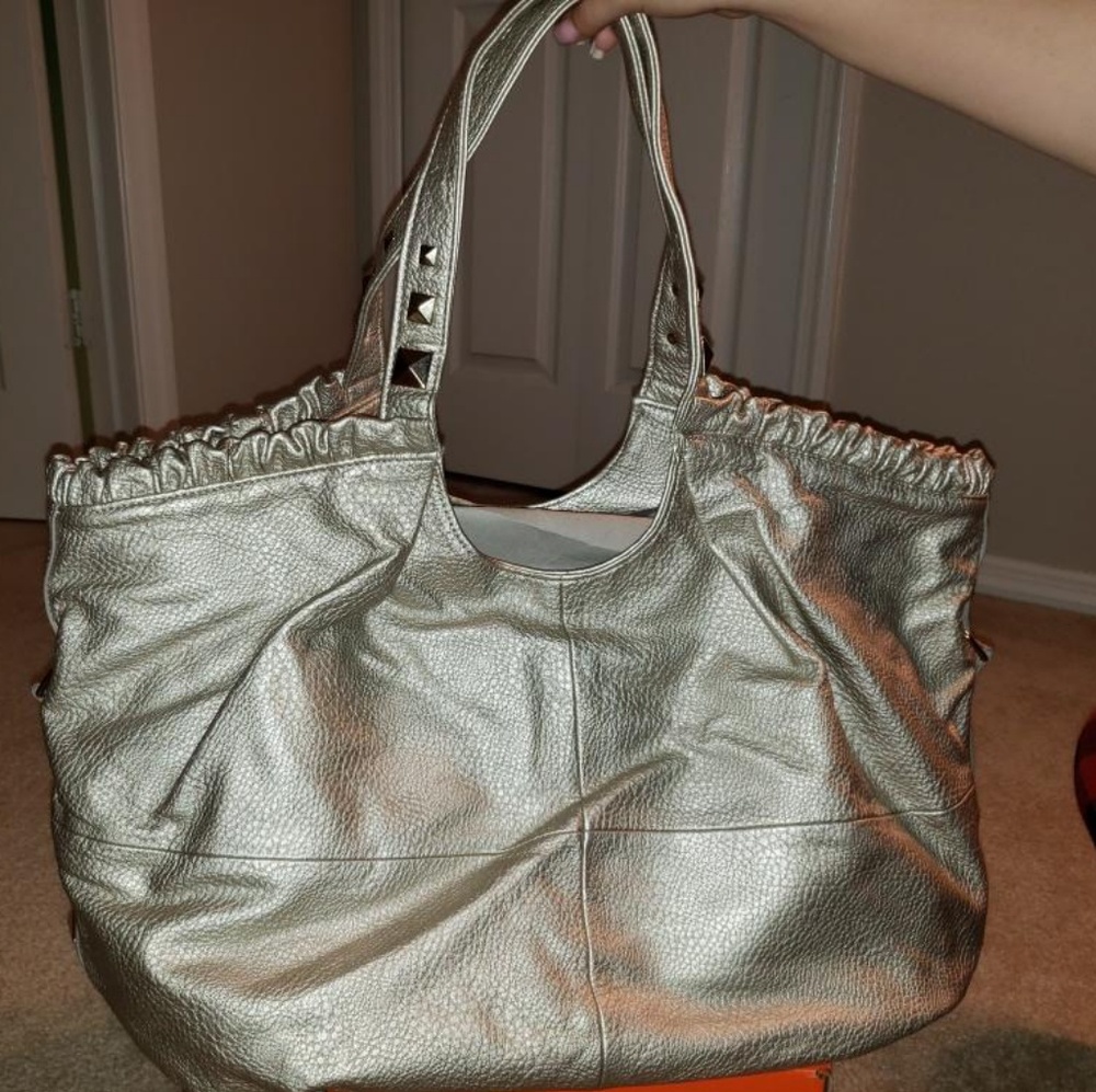 NWOT Christian Audugier gold ruffle tote